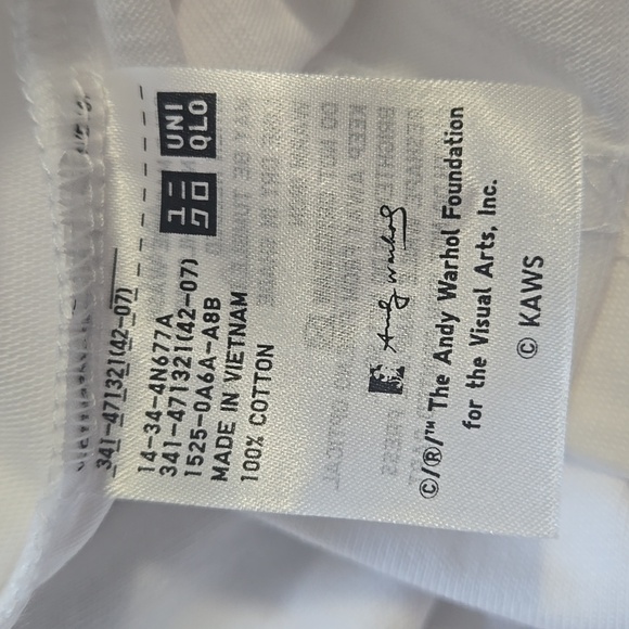 KAWS x Warhol x Uniqlo UT Graphic T-Shirt White/Blue/Yellow Size S NWT - Picture 10 of 11